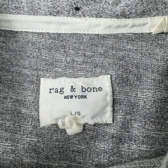 Rag & Bone Gray Cotton Blend Metal Button S/S Mens Polo Shirt Size Large - Picture 4 of 6